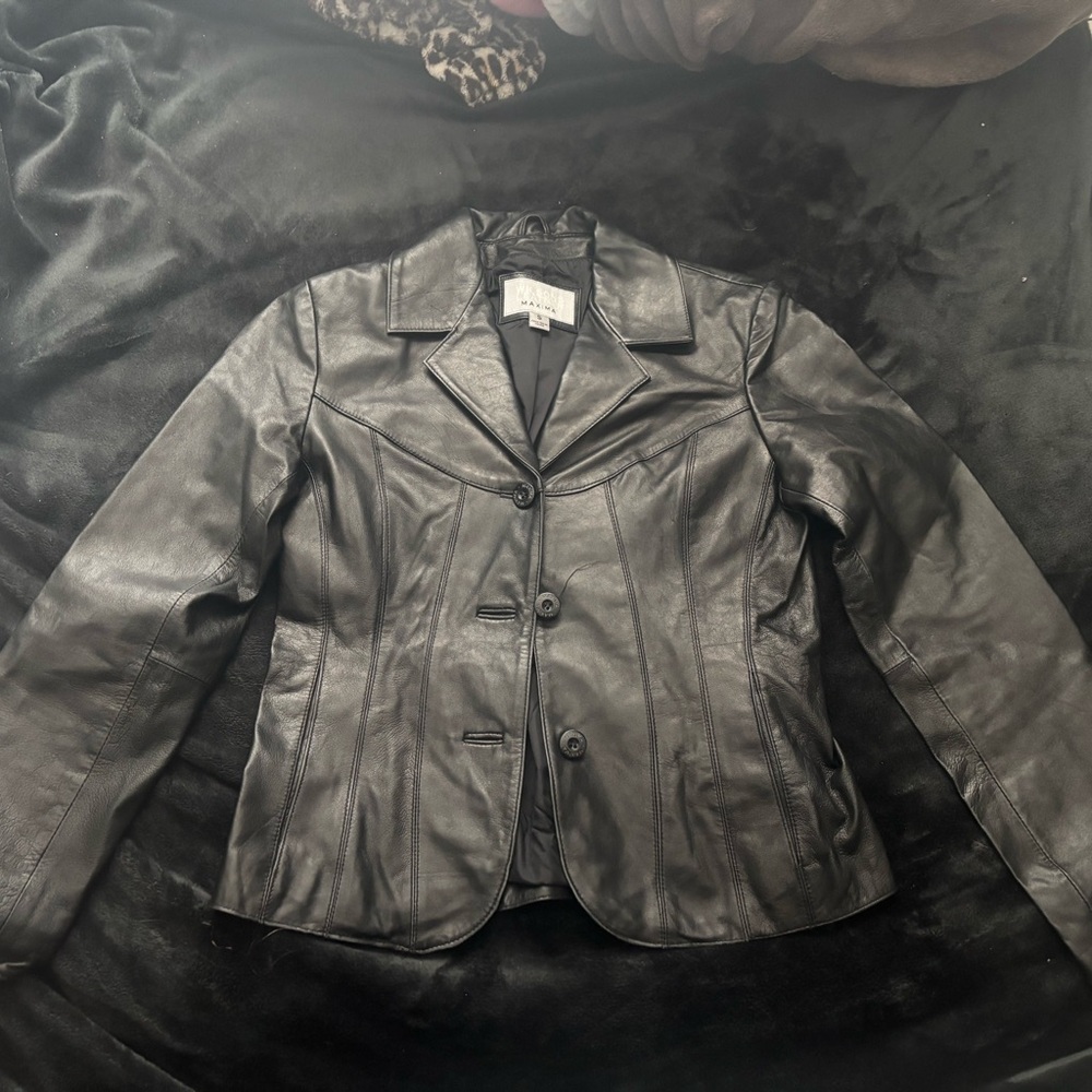 Y2K Leather Blazer - Matrix Vibes